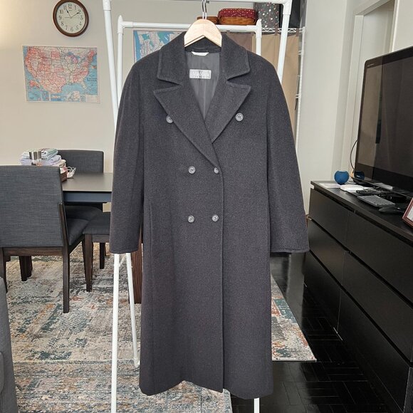 MaxMara Dark Grey Coat w/ Belt - Picture 1 of 14